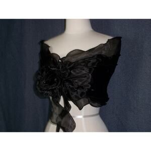 Black Organza bridal wrap jacket, bridal shrug, bridal cover up Black cover up